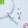 S925 Sterling Silver Blue Vintage Key Diy Pendant Accessories, Good Luck Accessories Beaded Bracelet Pendant
