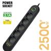 2500W EU Plug AC Outlet Multiprise Power Strip 2m Extension Cord Electrical Socket Network Filter With 3 USB Ports Fast Charging
