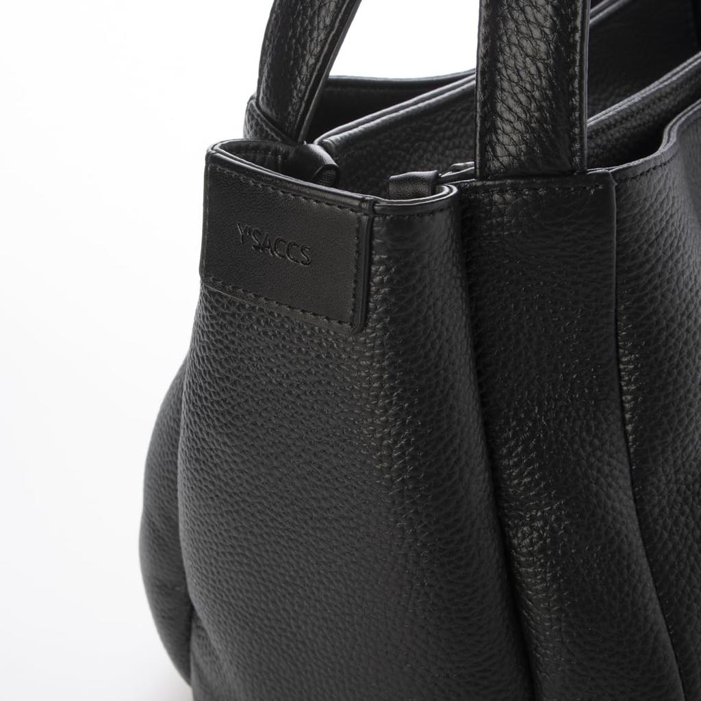 Сумка-тоут из шагреневой кожи, размер S, черная [Isaac] (10)