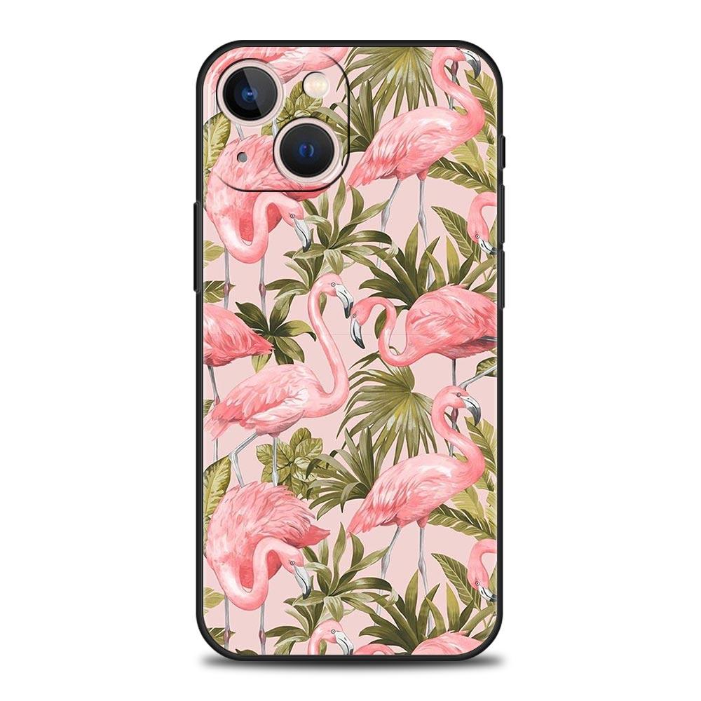 Pink Red Flamingo Luxury Phone Case For iPhone 13 15 14 12 11 Pro MAX XR X SE XS 7 8 Plus Soft Silicone Black Protection Cover