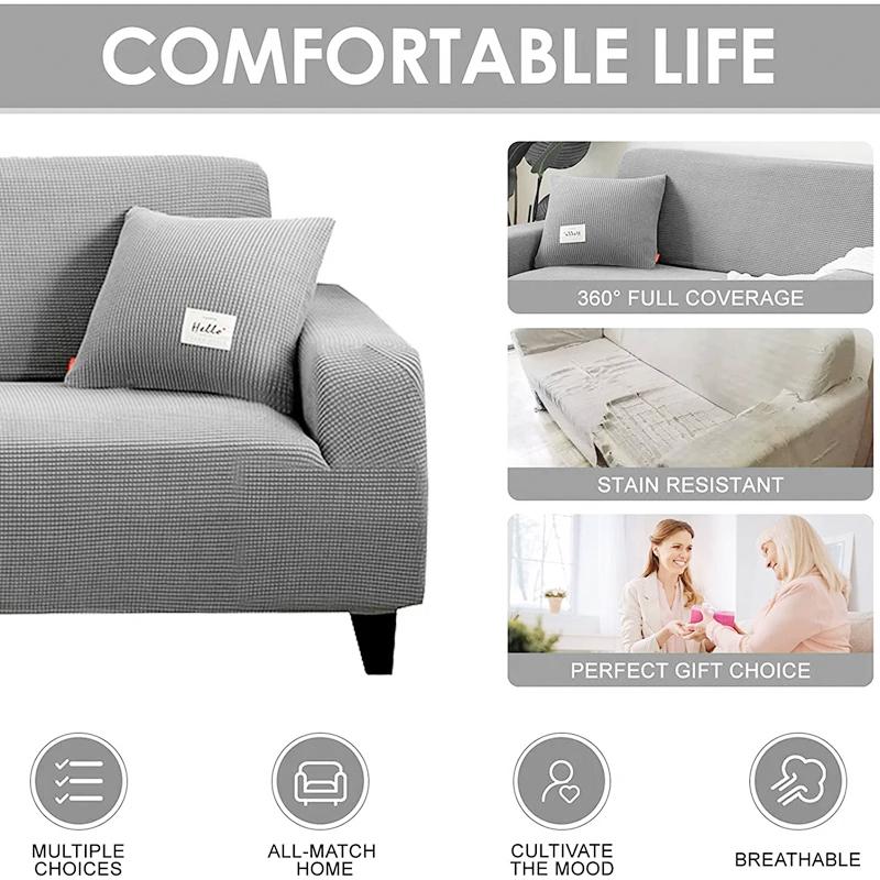 Elastic Sofa Cover, Non-Slip Sofa Pad,Plaid Fabric Sofa Mat, Sofa Cushion For All Seasons, Sofa Covers For Living Room