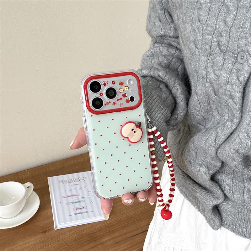 Элегантный 3D чехол-яблоко в красную точку для iPhone 17/16 Pro Max/15 Pro