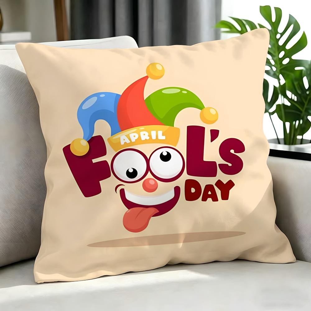 Holiday April Fools' Day Cushion Cover Cushion Cover Set 4Pcs 50X50 45X45 40X40 Pillowcase Decorative Sofa Home Decor