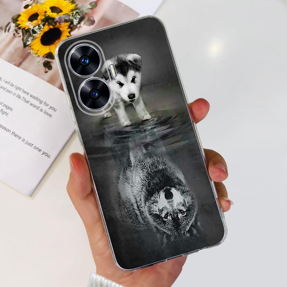 Чехол для Realme C55 6.72 дюйма Задняя крышка Гладкий Прозрачный Тонкий Чехол Для ON Oppo Realme C55 C 55 RMX3710 Мультяшный Детский Чехол