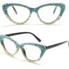 ICARA Oprah Style Bling Rhinestone Cat Eye Reading Glasses for Women Shiny Diamond Blue Light Blocking Ladies Readers