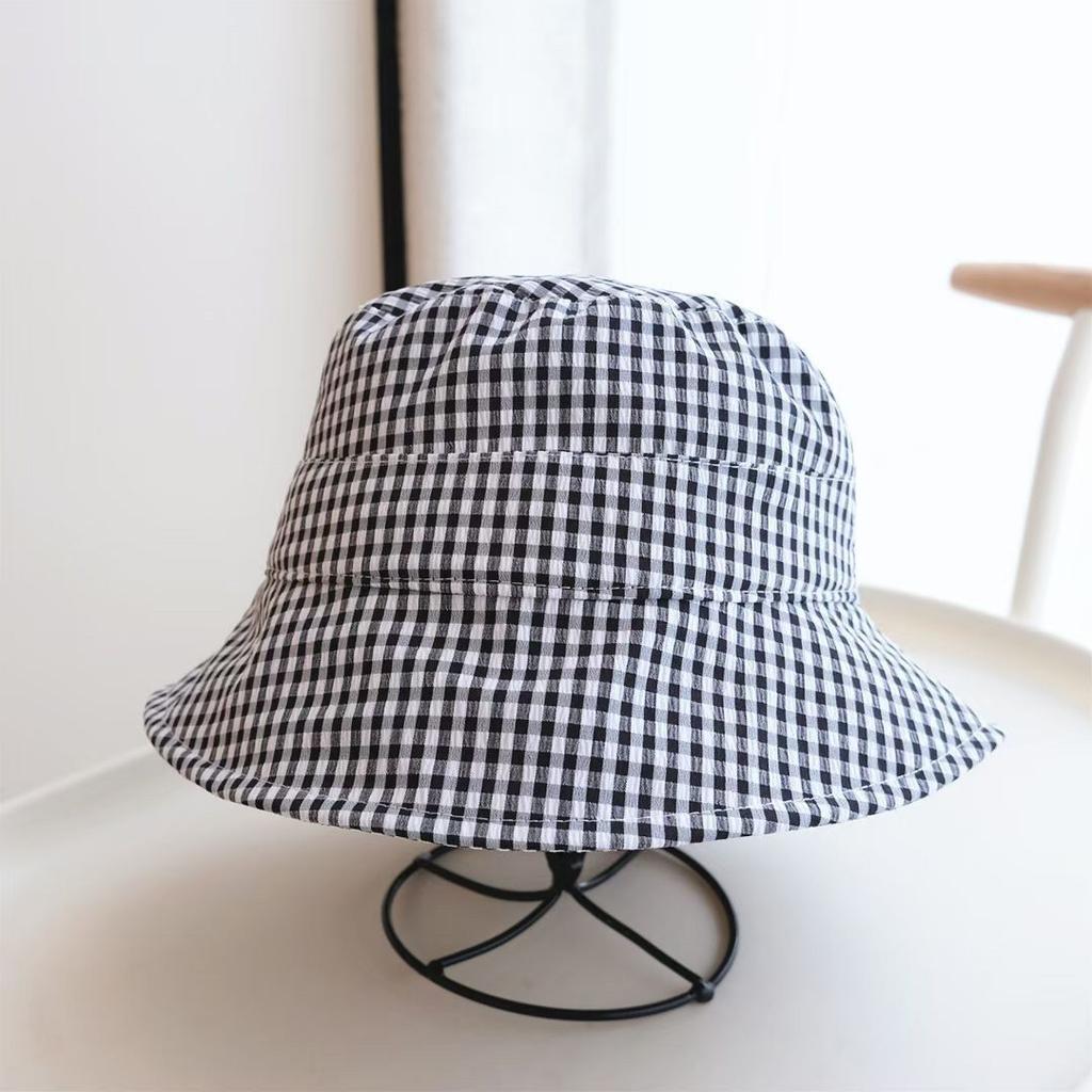 Женская клетчатая шляпа-ведро, летняя ультрафиолетовая дорожная шляпа с бантом и козырьком, солнцезащитная шляпа с полями