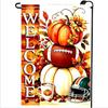 Fall Welcome Football Garden Ags 12x18 Double Sided for Outside | Small Burlap Bright Holiday Seasonal Pumpkin Fall Yard F Kkz