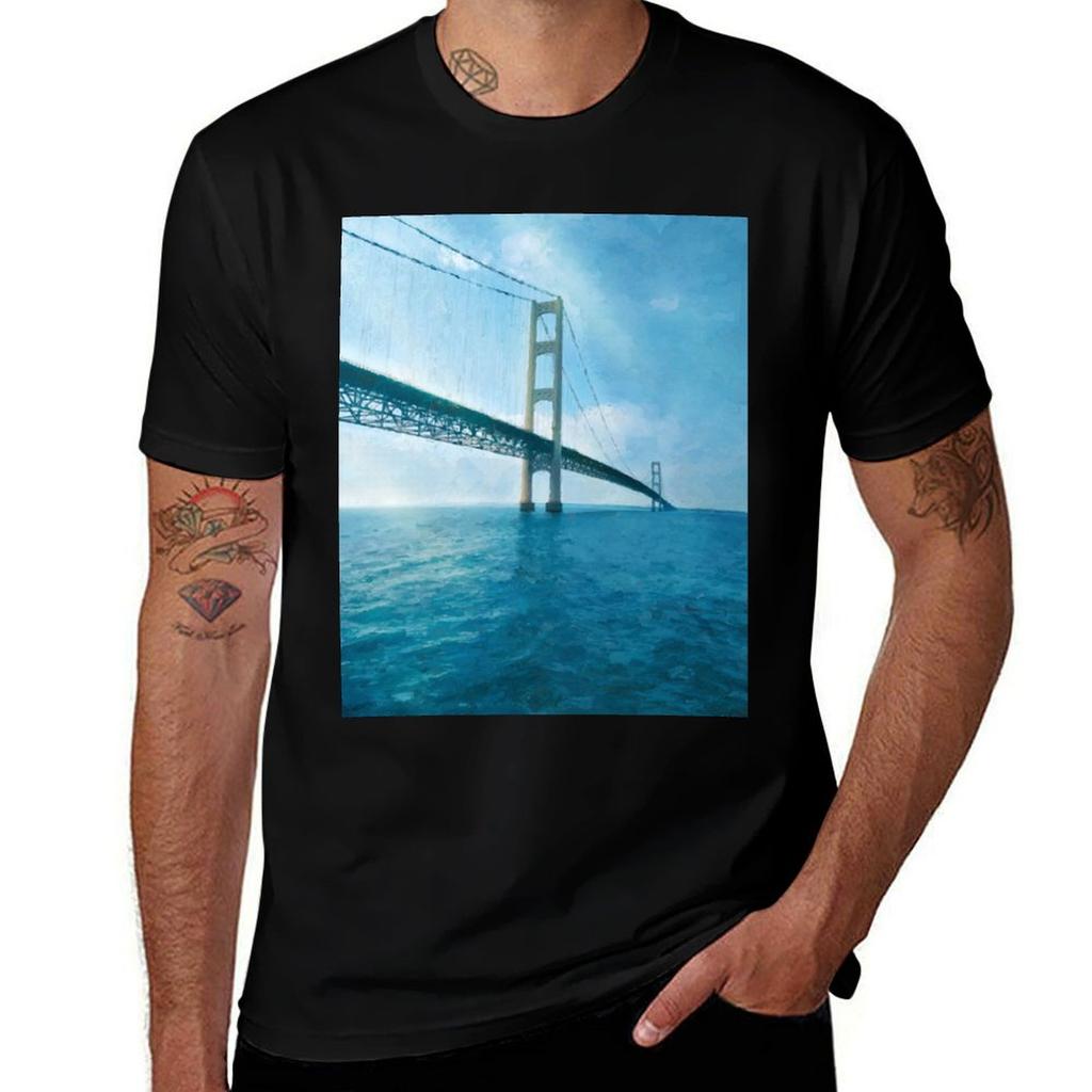Mackinac Bridge Tshirt Mechanic Work Tee Shirt