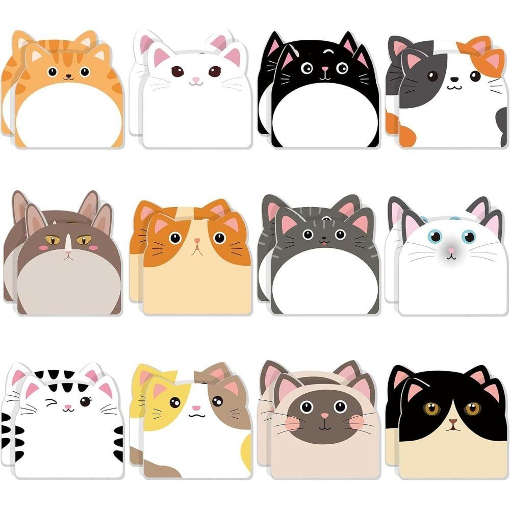 12 шт. липкие записки с изображением кота и кошки, креативные бумажные блокноты с надписью «Собака», блокноты для записей в офисе