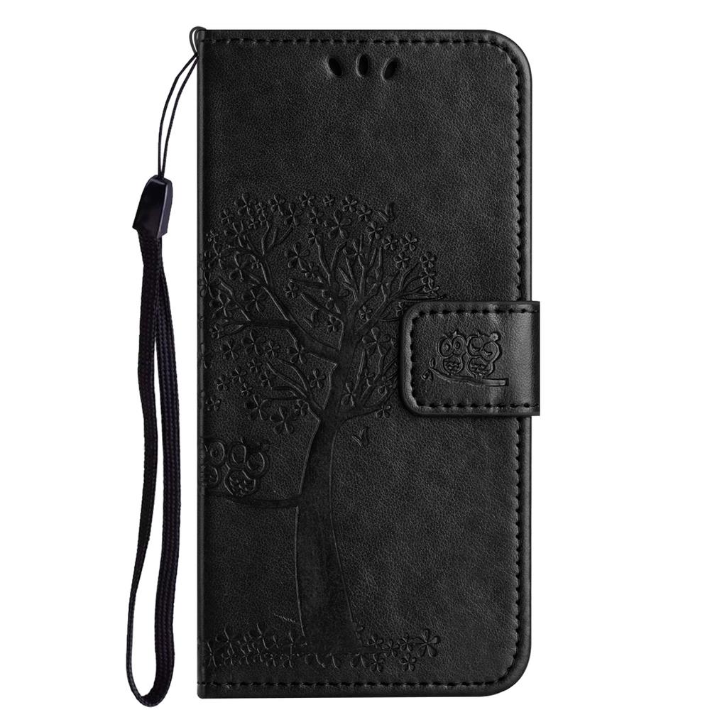 For Motorola Moto G35 5G Case PU Leather Owl Tree Imprinted Wallet Phone Cover