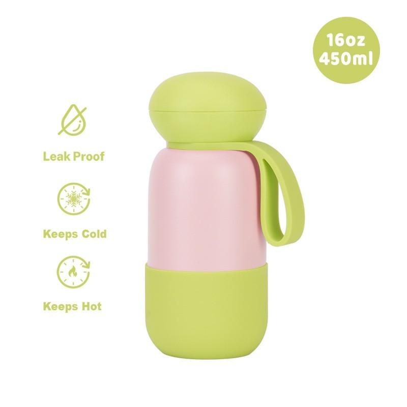 450ml Stainless Steel Vacuum Insulated Travel Water Bottle With Handle Loop Outdoor Sports Office Camping