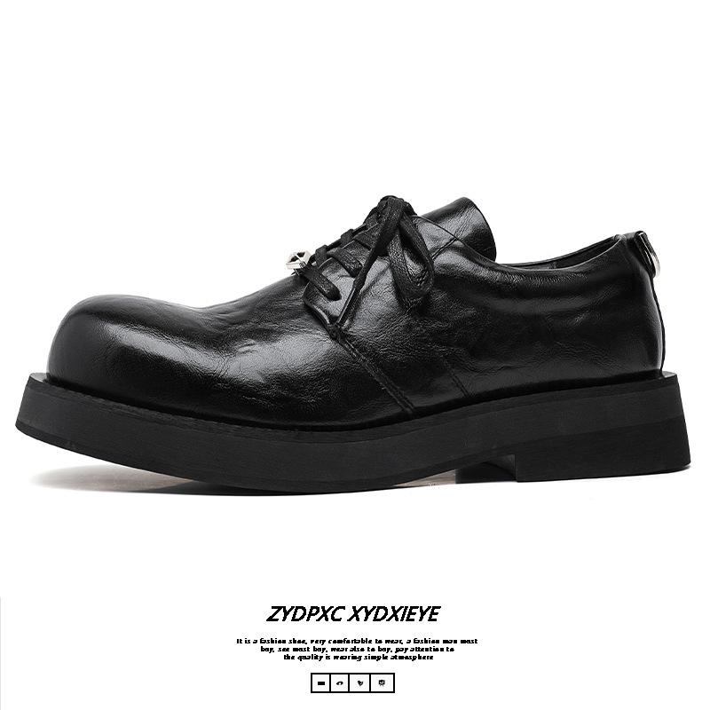 Туфли дерби Niche с большой головкой, мужские, в британском стиле, черные, с круглой головкой, на платформе, маленькие кожаные туфли, универсальные, модные туфли для поездок на работу 155155-E