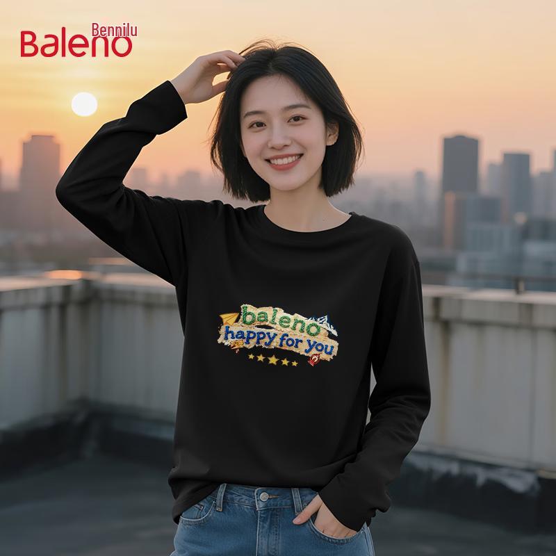 Женская осенняя футболка Baleno из чистого хлопка с длинным рукавом