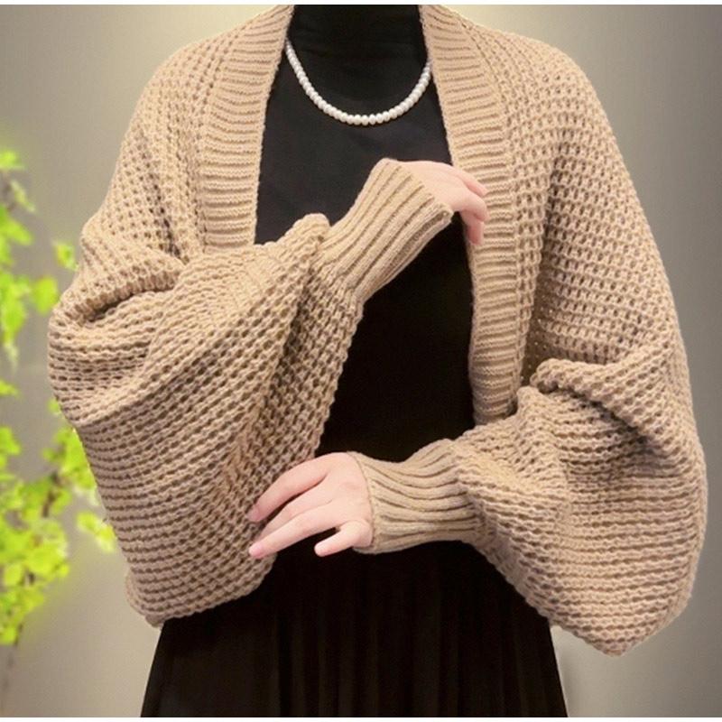 Женские укороченные болеро свитера с длинным рукавом кардиган с открытым передом легкая вязаная шаль накидка пончо