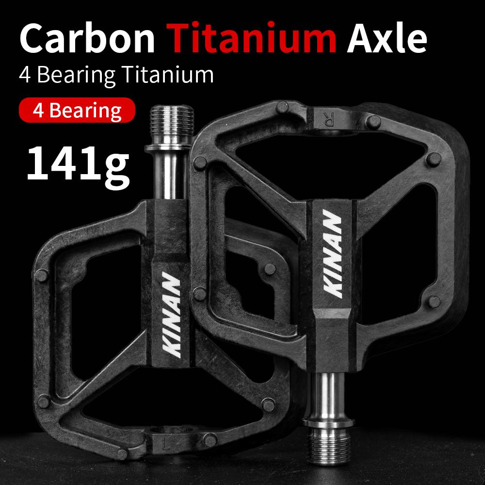 Титановые Педали для Велосипеда Ультра-Легкие 141 г Углеродный Корпус С Осью из Титанового Сплава 4 Подшипника Педаль Противоскользящие МТБ Педали Зимняя Езда