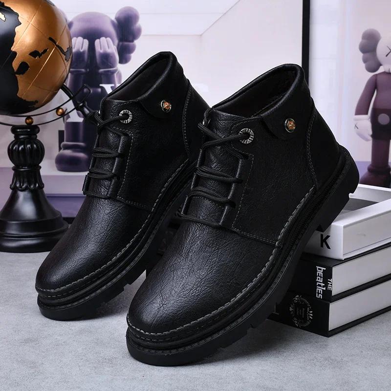 Men Boots Leather Tooling Shoes Classics Men's Winter Boot Leisure Work Shoes Retro Style Casual Footwear Zapatillas Para Hombre