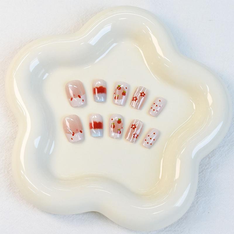 30 Pcs Cute Cartoon Bunny Kt Cat False Nail Wearing Armor Wearable Manicure Artificial Press On Nail Tips Diy Nail Art Decoratio