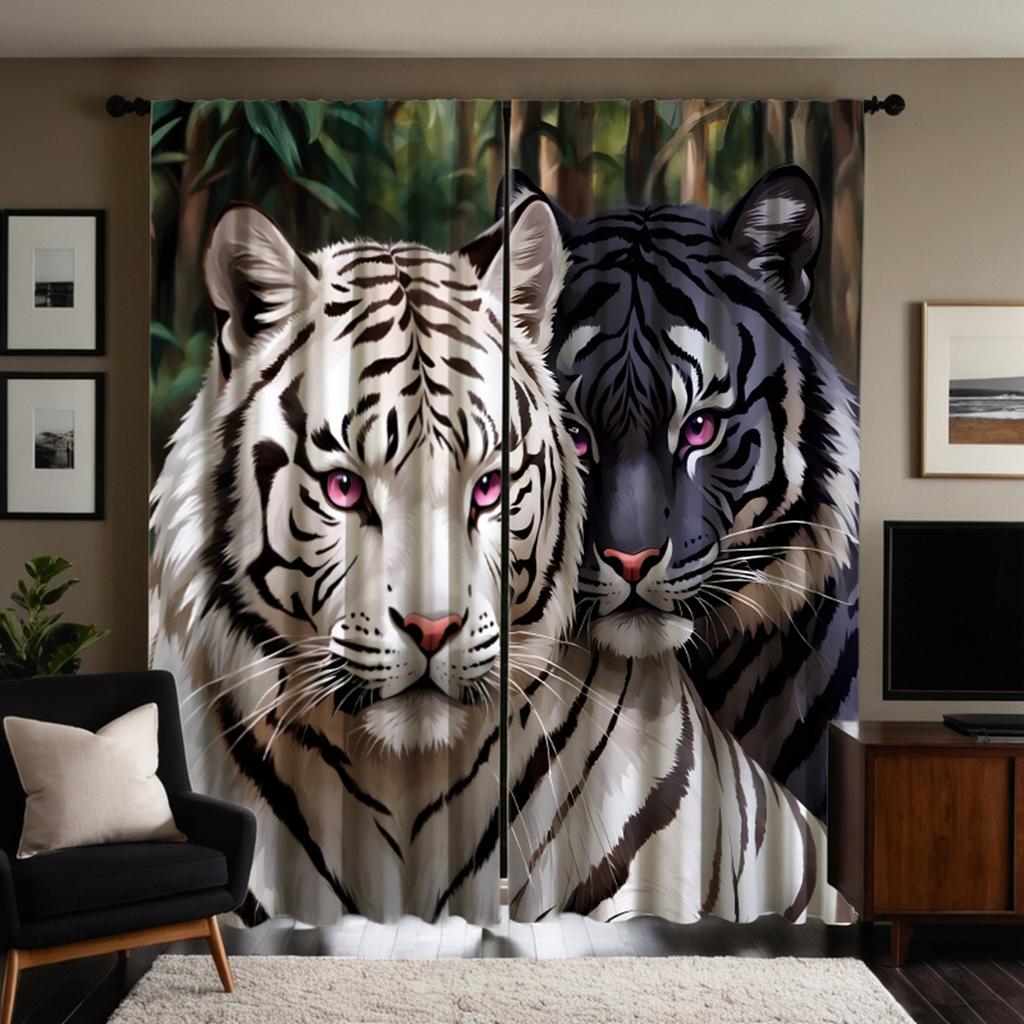 2 шт. HD белая сибирская тигровая декоративная занавеска White tie цифровая печатная занавеска для украшения дома в стиле украшения гостиной