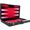 Luxury Backgammon 18" 45.5 Cm - High Quality - Faux Leather, Special Inlaid Felt, Pearly Chips and Dice (Red/Black/White)
