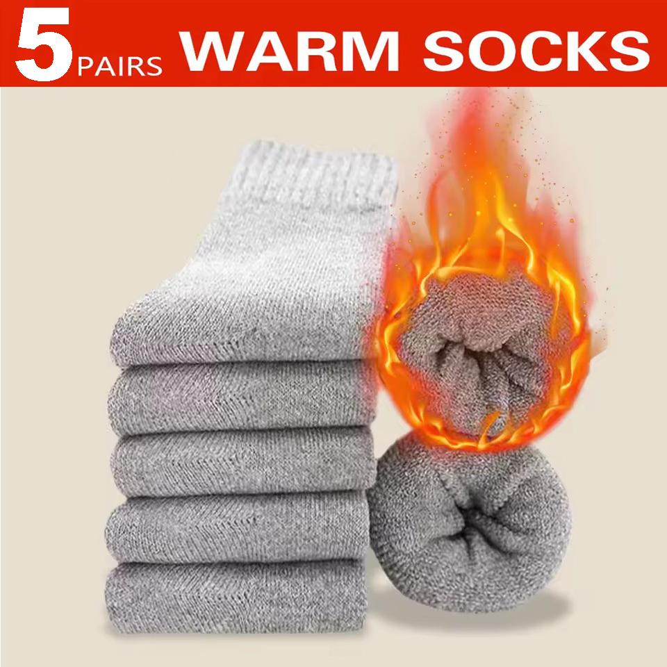 3 Pairs Winter Warm Thick Towel Bottom Man Socks Wool Male Socks Slipper Socks Merino Wool Socks Against Cold Snow Socks 39-44