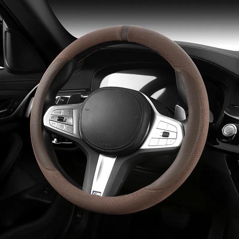 New Suede Steering Wheel Cover Four Seasons General Anti Slip Sweat Absorption Ultra Thin Suede Car Handle Cover