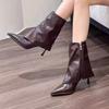 Fashion Women's High Heels 2025 New Design Women's Party Shoes Pointed Toe Mid-tube Side Zipper Women Boots Hot Sell Botas Mujer