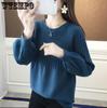 Круглый вырез свитера женский стиль Гонконг однотонный свитер свободный повседневный вязаный базовый свитер осень и зима
