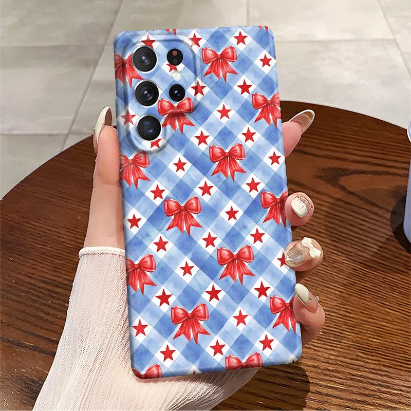 ins wind five-pointed star bow GalaxyS24ultra anti-drop mobile phone case Samsung S25plus anti-drop case