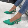 Fashion 2024 Summer New Women's Sandals Closed Toe Green Single Shoes With Thin Heel Mid-heeled Fashion Hollow Pointed Toe Women Shoes