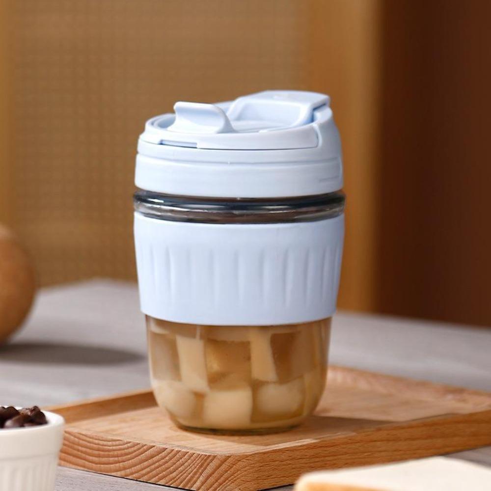 10 шт. С крышкой Полосатая кофейная стеклянная чашка соломкой Стеклянная бутылка для воды Дорожные аксессуары