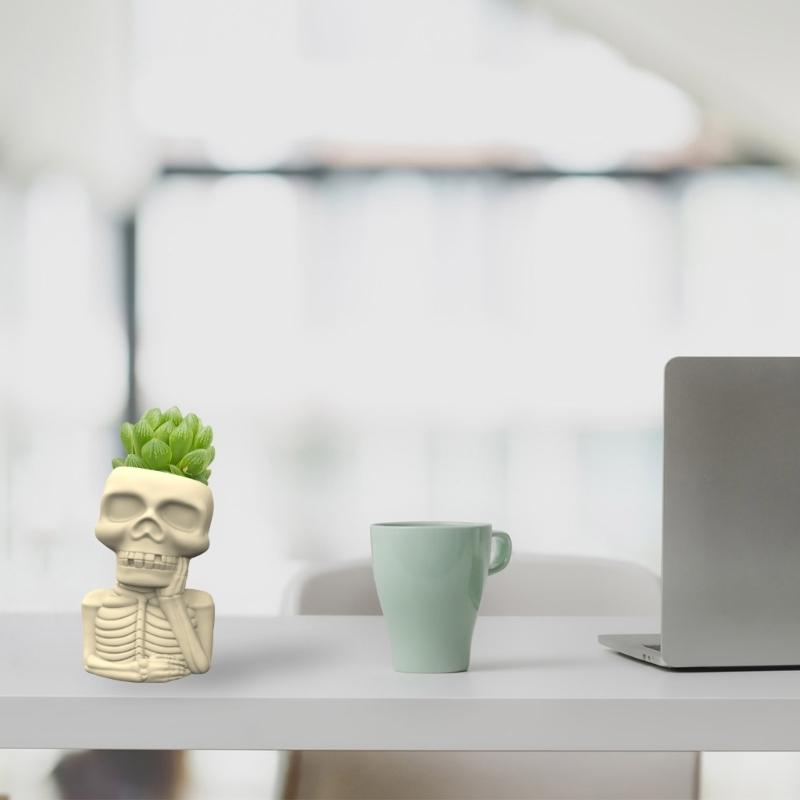 Череп человек гипсовая силиконовая форма суккуленты бетонная ваза для цветов гипсовая цементная форма глиняная форма форма для подсвечника