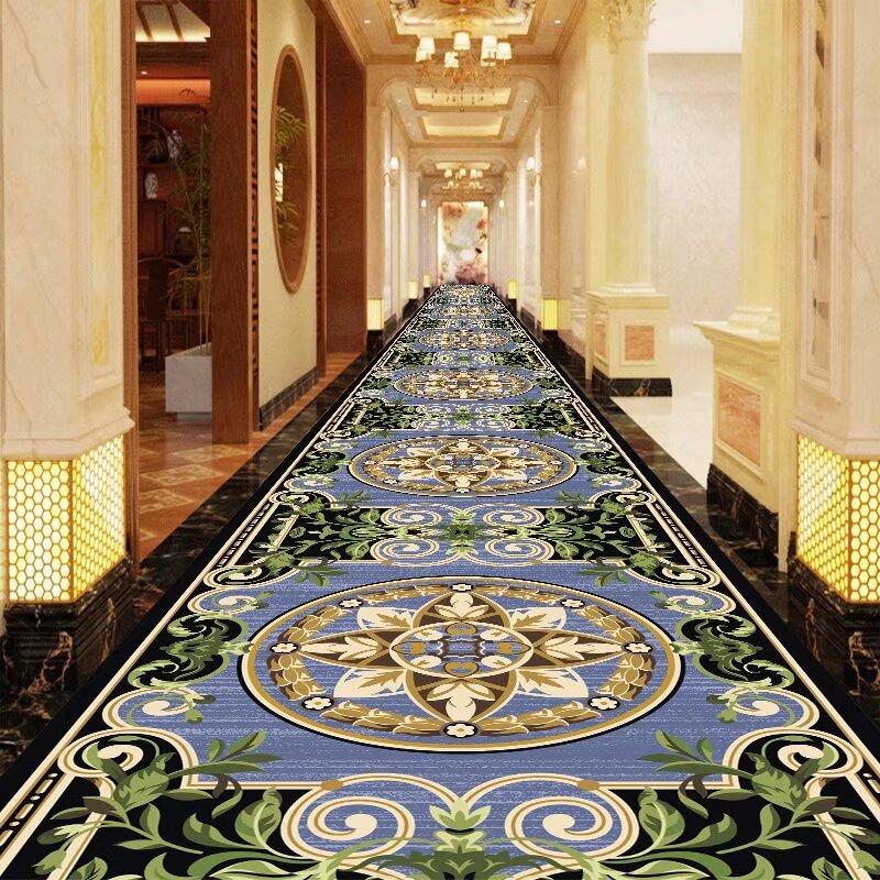 European High End Dining Hall Long Corridor Carpet Commercial Hotel Passageway Carpets Non-slip Home Lobby Carpet Runner Custom