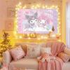 1 шт. Sanrio My Melody Kuromi Гобелен Полиэстер 2D Плоский Настенный Декор для Спальни Гостиной Милый Каваи Домашний Декор Подарок