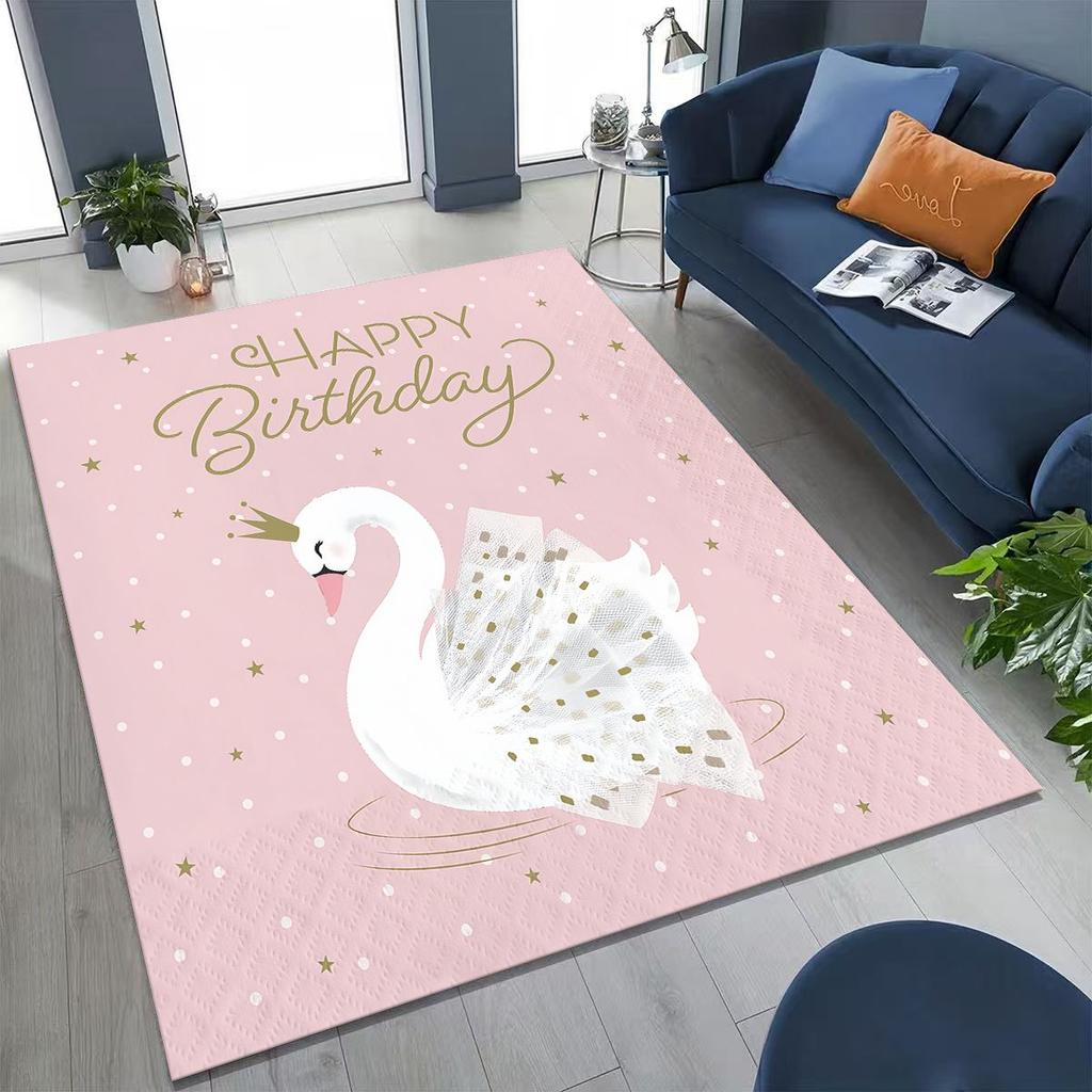 Ковер Мультфильм Искусство Лебедь Мечты Любви для Спальни Гостиной Дивана Домашний Декор Придверный коврик, Большой Детский Игровой Нескользящий Напольный Коврик Подарок