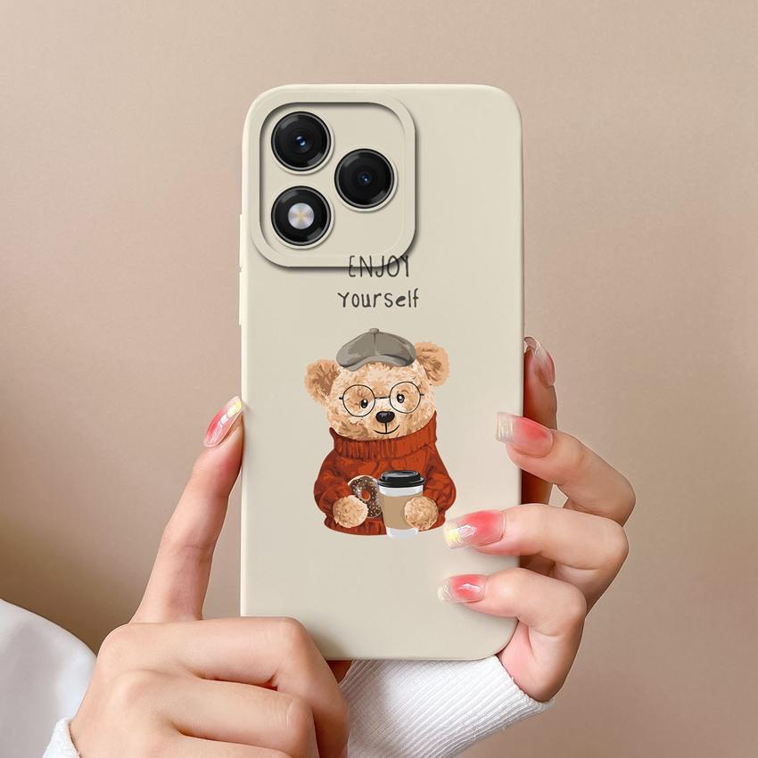 Чехол для Huawei Honor 400 Lite X8 X6b X7c X5b X8c X9c X60 с милым музыкальным рисунком медведя, мягкий жидкий силиконовый противоударный защитный чехол для Huawei Covers