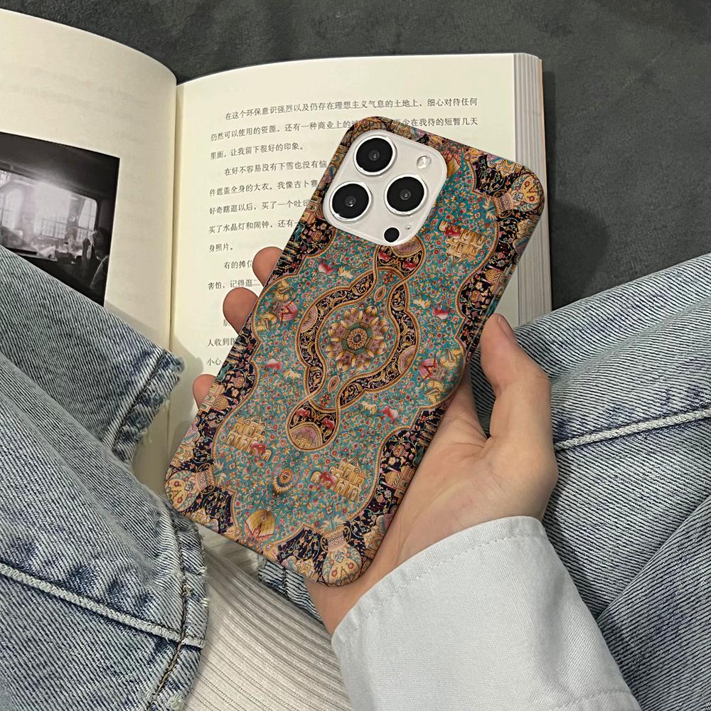 Чехол для телефона с цветочным узором в персидском стиле для IPhone 16 15 14 13 12 11 Pro Max 2025 11 12Mini Глянцевый HD Пленочная крышка