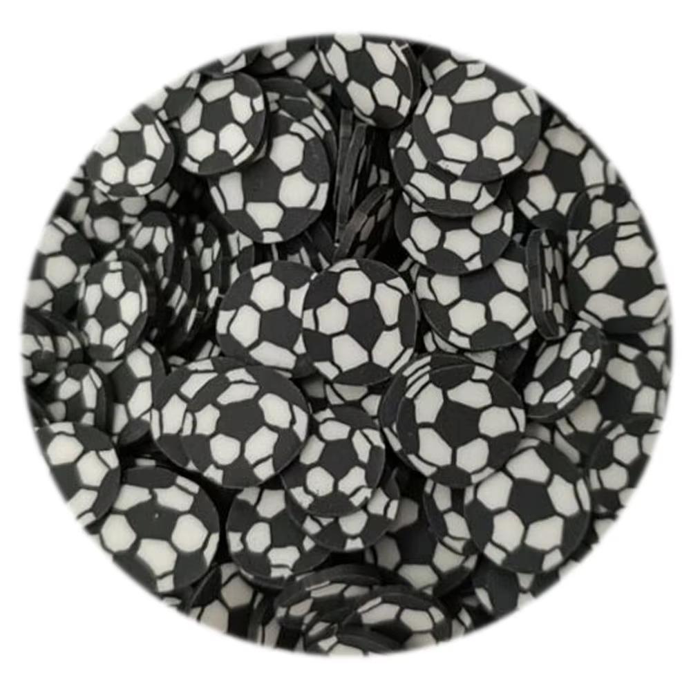500g 5-10mm Football Pattern Polymer Clay Slices Bulk Pack Football Polymer Clay Pieces Slime Filling DIY Crafts