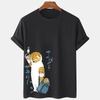 Cartoon Cat Men's T-Shirt Japanese Style Cat Print T-Shirts Casual Loose Short Sleeve Tee Oversized Men Clothing Tops Summer New