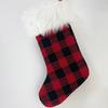 1шт Рождественский чулок Красный Черный Клетчатый Безликий Гном Кисточкой Белый Плюшевый Топ Многоразовый Рождественская Елка Подвесной Носок Подарочный Мешок Подвеска Праздничное Украшение