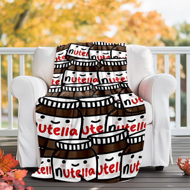 Nutella Theme Printed Blanket,Perfect for Couch, Bed, Travel & Outdoor Use | Machine Washable, Cozy & Durable.