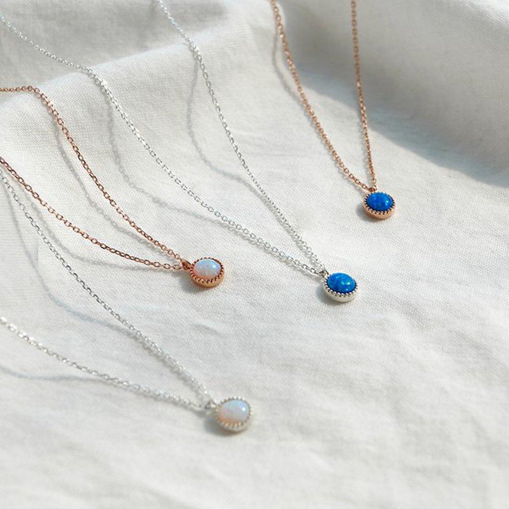 Opal Pendant Silver Necklace