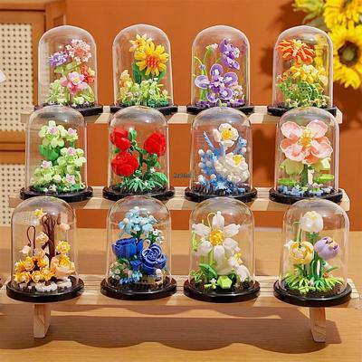 Подарок ко Дню учителя: Совместимый с Lego строительный блок Суккулентный букет и фигурки