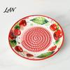 Handheld Nut Grinder Ceramic Garlic Grater Plate, Cherry/Watermelon/Strawberry Print, Raised Grinding Kitchen Spice Crusher Texture Manual Masher for