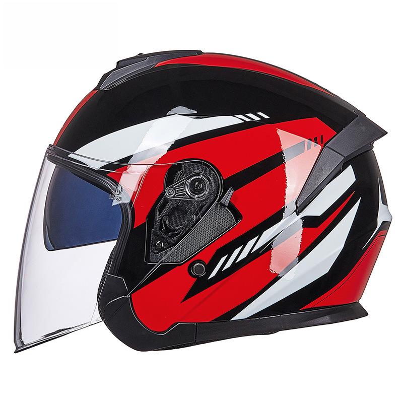 GXT Electric Motorcycle Helmet: Four-Season Sun Protection, Double Lens, Lightweight, Stylish, Half-Helmet for Summer.
