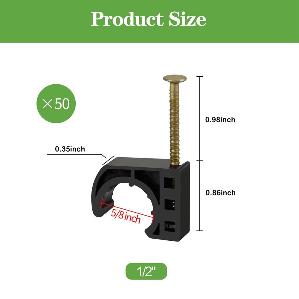 Набор из 50 шт. 1/2" полухомутов J-образный крюк с гвоздями для трубных соединений