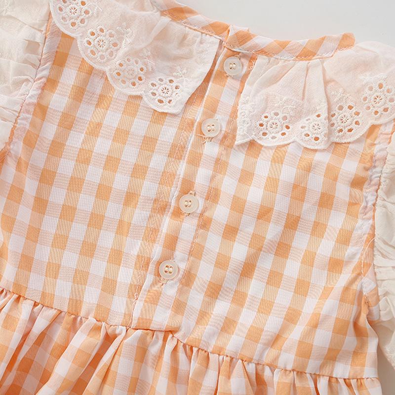 Girls Dress Summer Dress New Children Casual Plaid Skirt Foreign Style Princess Dress