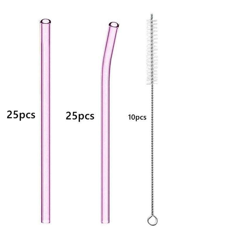 50 шт. разноцветных многоразовых стеклянных трубочек длиной 20 см. Экологичные трубочки для смузи, трубочки для коктейлей, принадлежности для напитков, барная посуда