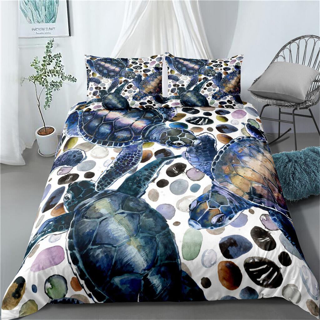 Комплект пододеяльников для односпальной/двуспальной кровати «Морская черепаха», двуспальной/королевской/королевской/супер-кинг-сайз Doona