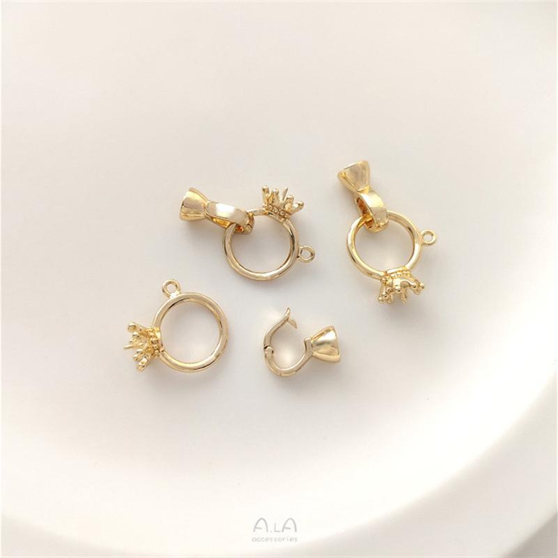 14K Позолоченная Сохраняющая Цвет Чашечка-Корона для Бусин Кольцо Застежка для Ожерелья для DIY Жемчужной Подвески Ювелирные Аксессуары