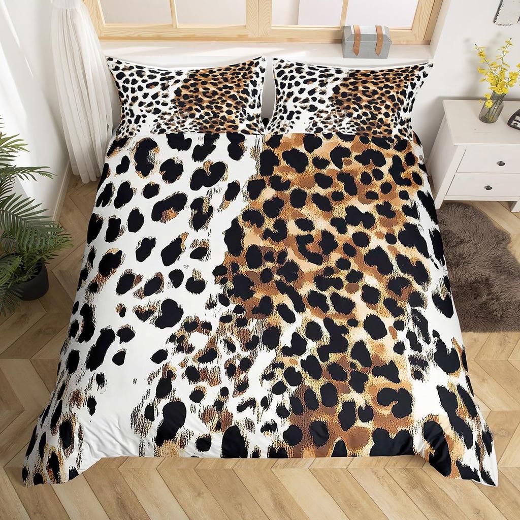 Black leopard print duvet cover set popular suitable for boys and girls bedroom